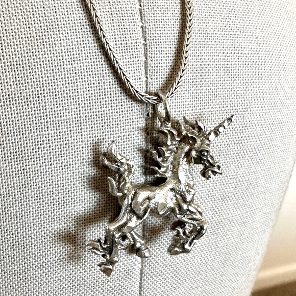 Sterling Silver Unicorn Pendant Necklace - Picture 7 of 16